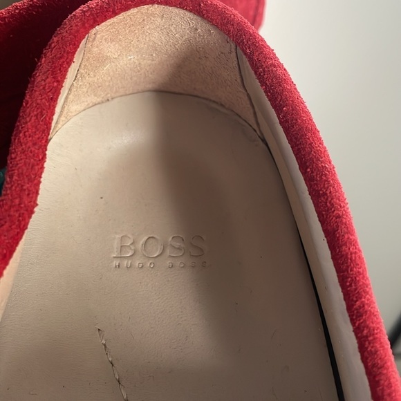 BOSS Red Suede Driving Loafers Men Size 7.5 - Picture 2 of 9